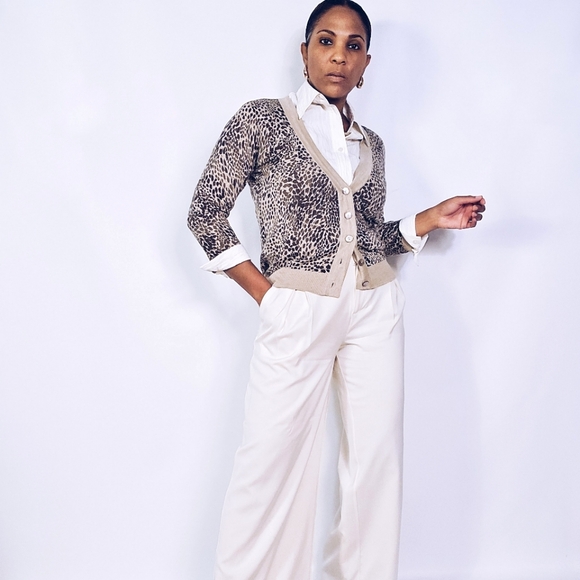 Talbots Cachmere Blend Leopard Cardigan - Picture 1 of 8